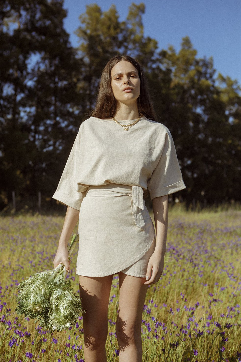 Top with kimono sleeves and boat neckline