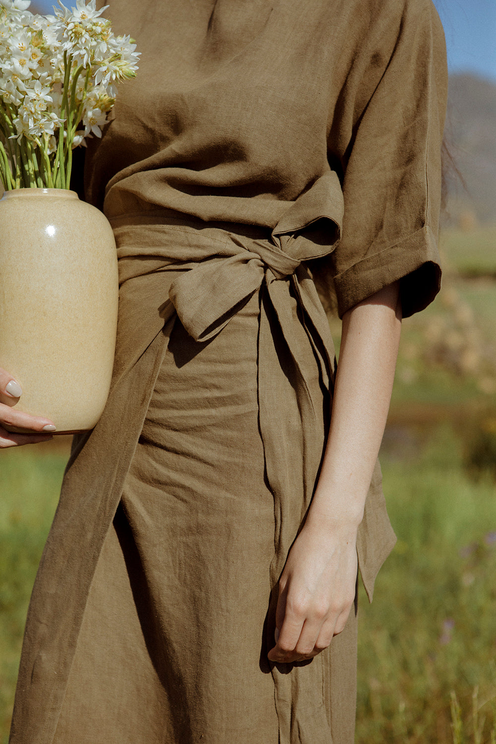 Olive variation of the kimono top