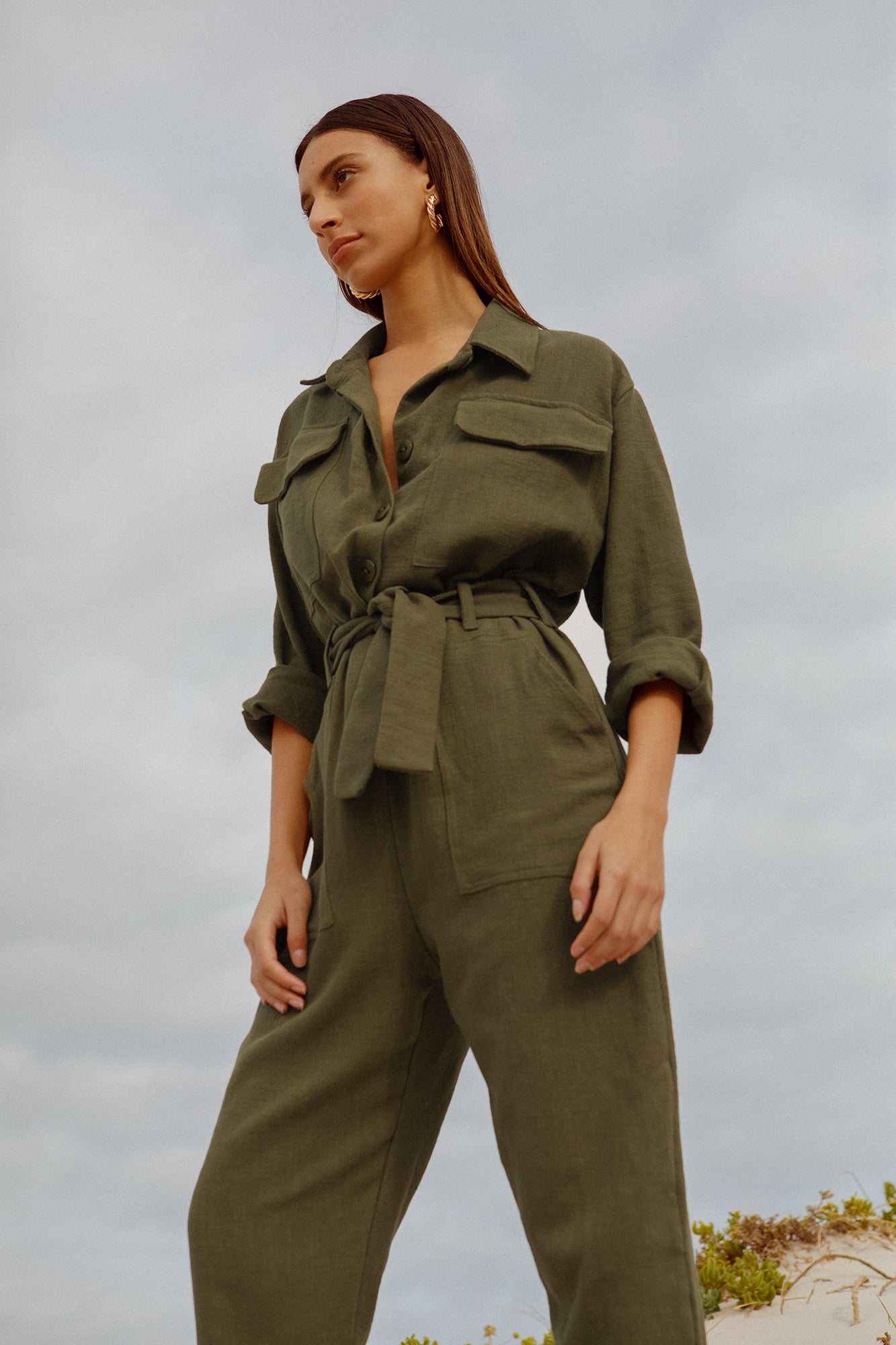 model wearing Agatha jumpsuit